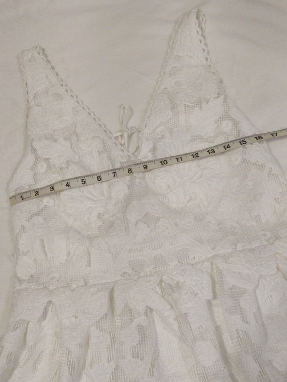 Anthropologie White Top with Subtle Red Stitch Detail - Picture 3 of 15